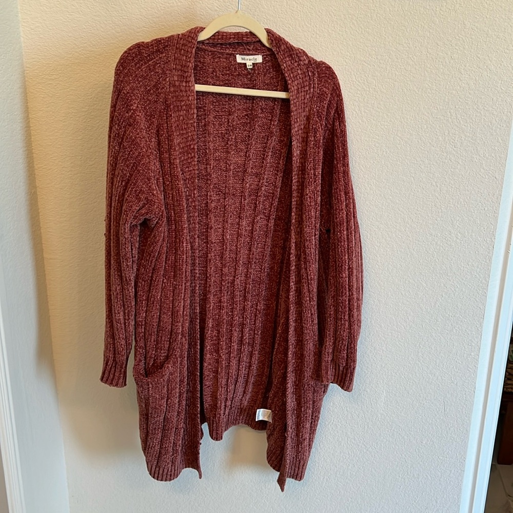 Blush chenille duster cardigan
